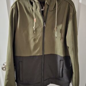 Men's Two-Tone Olive and Black Windbreaker